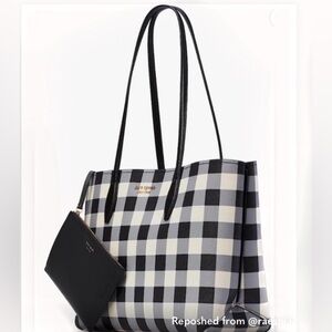 Kate Spade New York NWT All Day Large Tote Black Gingham & Matching Wristlet